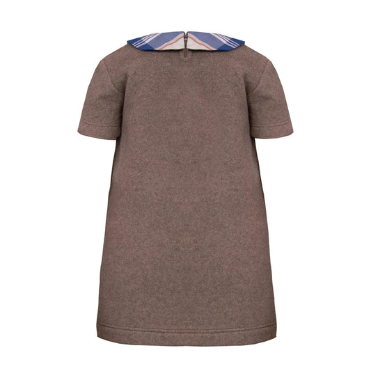 Beige Cotton Fleece Baby Dress-1