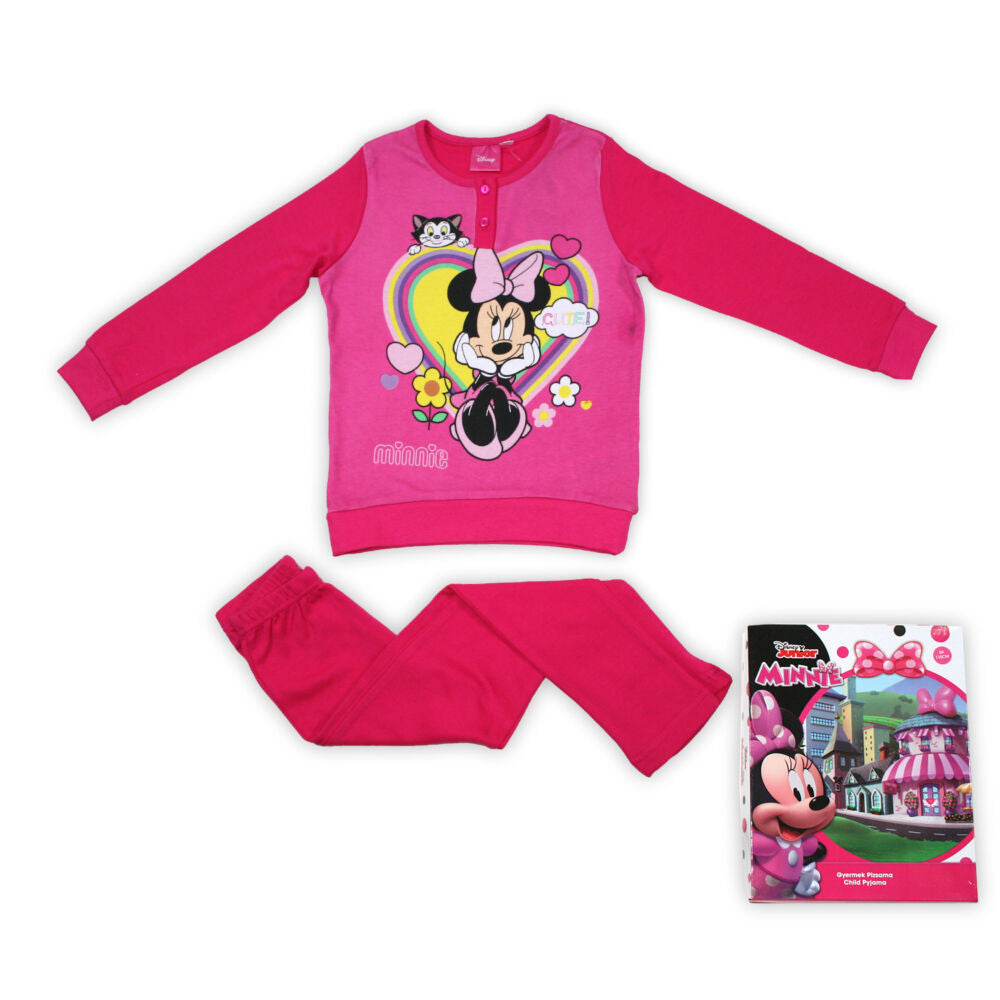 Téli pamut gyerek pizsama - Minnie egér - pink - 128-0