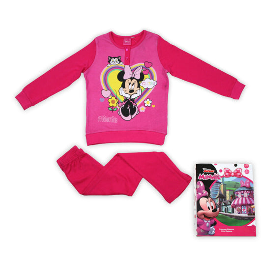 Téli pamut gyerek pizsama - Minnie egér - pink - 128-0