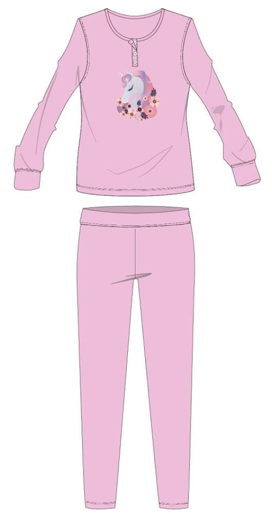 Unicorn cotton flannel pajamas - winter thick children's pajamas - light pink - 104-0